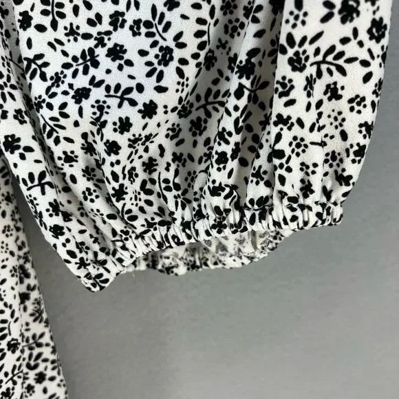Adrianna Papell Top Women's 3X Black White Floral Print Tunic Flowy Long Sleeve - Picture 4 of 10